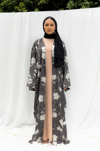 Silky Poetry Abaya Outer in Ivory Dusk