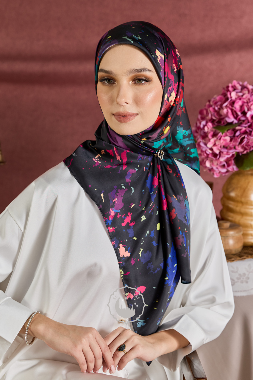 YES DEFECT - (Square ) Celeste In Mixed Silk Matte Satin (Symphony)