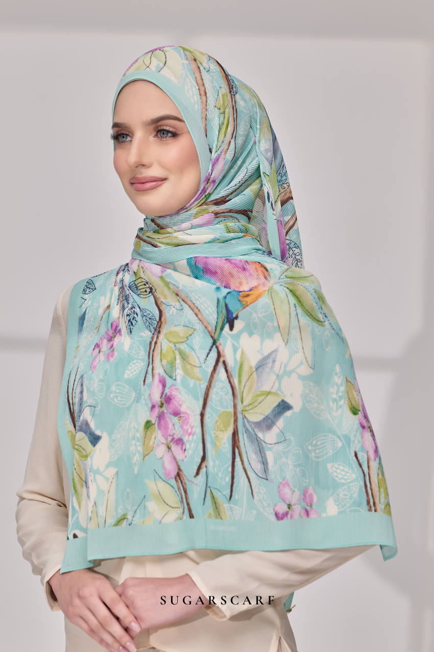 ( Full Wide Pleats Shawl ) Garden of Nusaybah ( Courage )