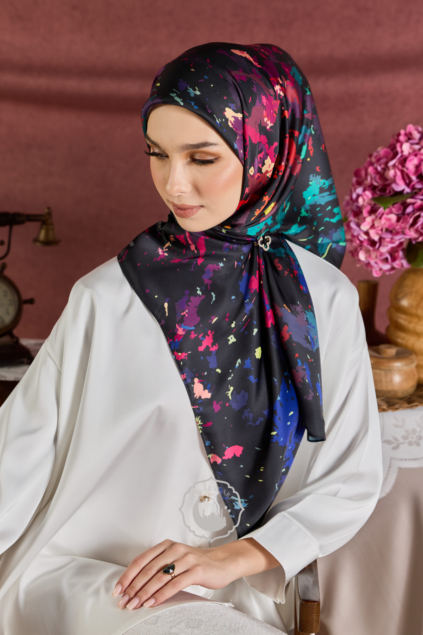 YES DEFECT - (Square ) Celeste In Mixed Silk Matte Satin (Symphony)