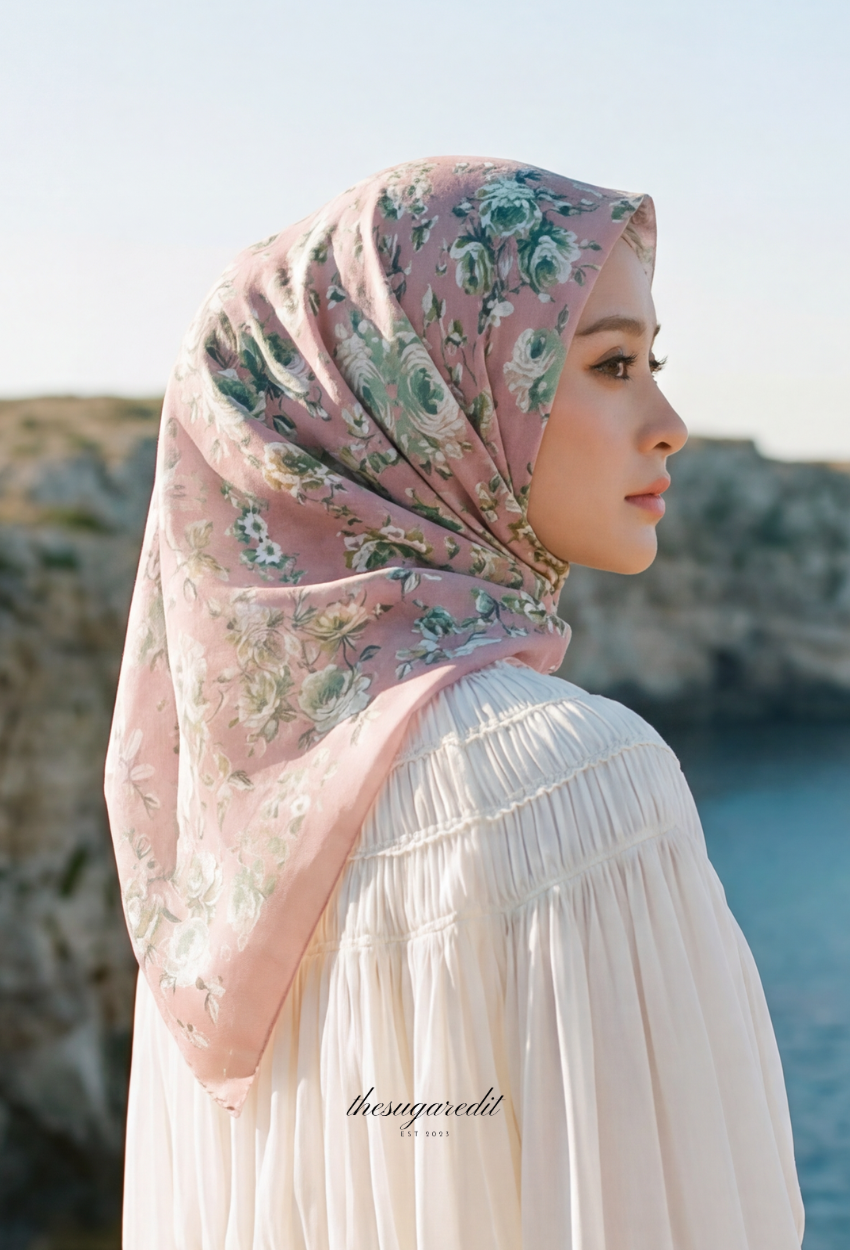 TSE BloomInvitation Japanese Cotton Voile Square In Francessca