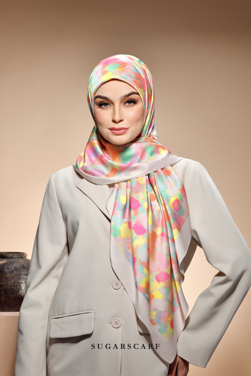 ( Square ) The Fresh Start Matte Satin Silk Scarf ( LUCKY CHARM )