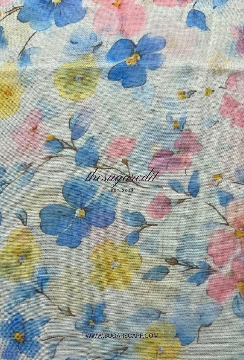 TSE BloomInvitation Japanese Cotton Voile Square - Maya ( Hint of Green Based)