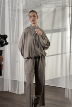 Lisa Mixed Tencel Set In Dark Khaki