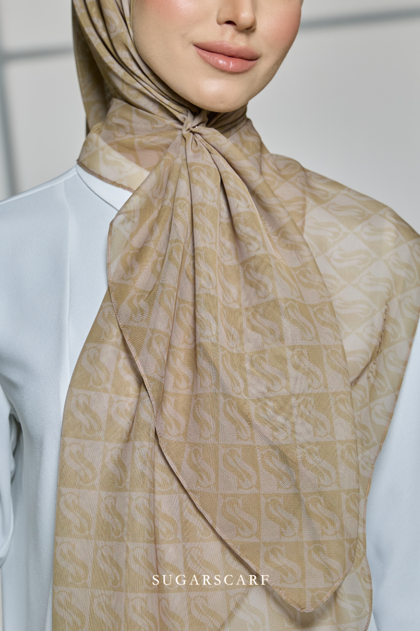 Sugarscarf Monogram JapaneseVoile In Tiramisu Latte