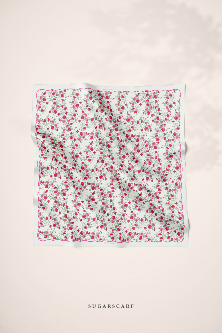 ( Square ) Dear Rose Mixed Satin Silk Square ( Delicate )