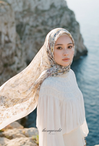 TSE BloomInvitation Japanese Cotton Voile Square In AutumnEvening