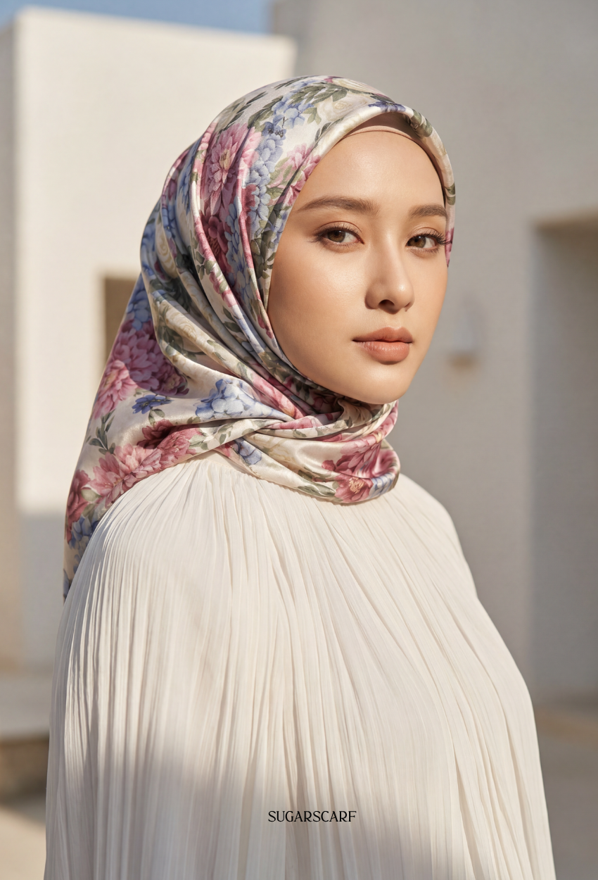 FallInLove Scarves Mixed Satin Square in Poppi