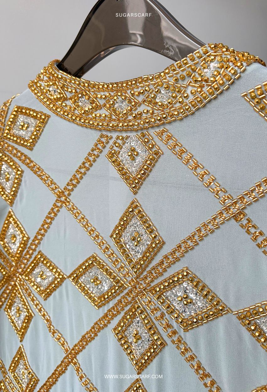 Cleopatra Crystal Beads Drape In Deep Maroon