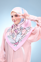 YES ( Square ) LE ThePinkHoliday Satin Silky Matte Scarf ( Everything Sweet )