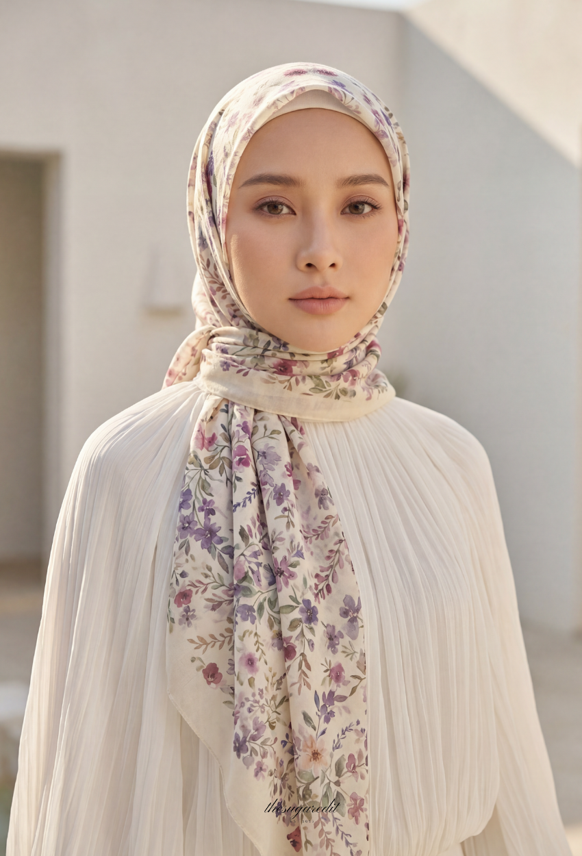 TSE BloomInvitation Japanese Cotton Voile Square In Noour