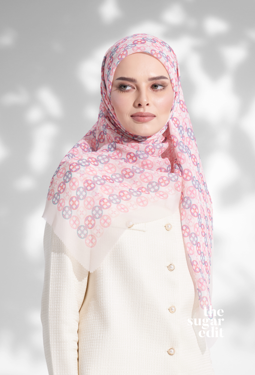 YES DEFECT - ( Japanese Voile Square Scarf ) Girl Boss ( Iconic ) 46 inch