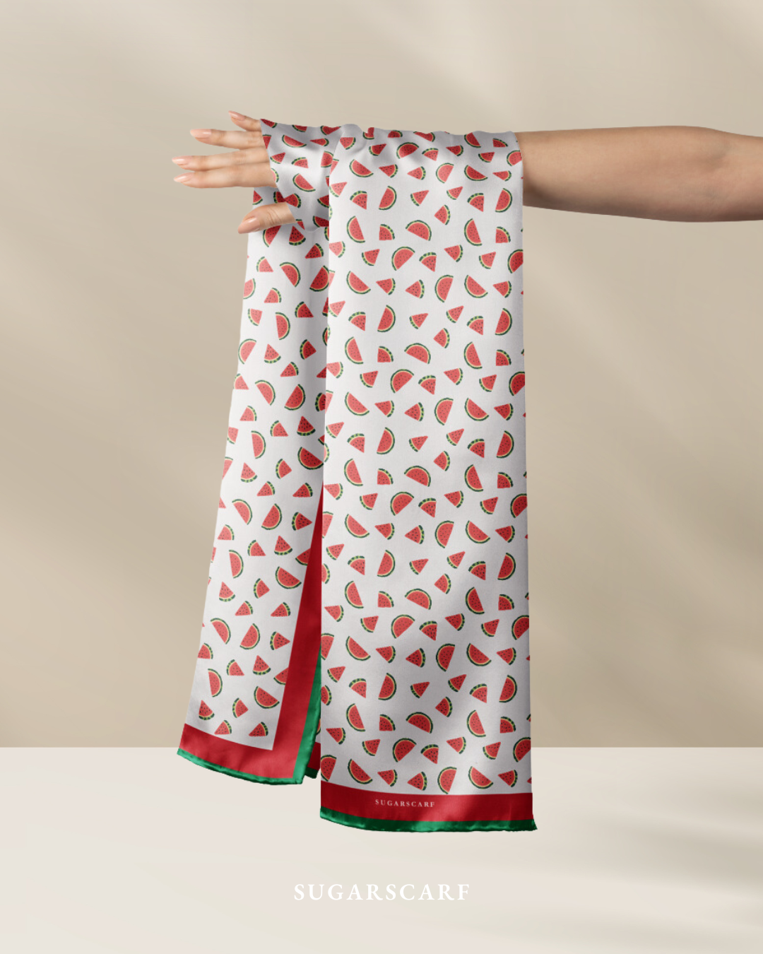 YES DEFECT -  Watermelon Long Shawl Satin Silk - (Light)