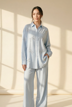 Jeniffer Set Mixed Linen-Blend In BabyBlue