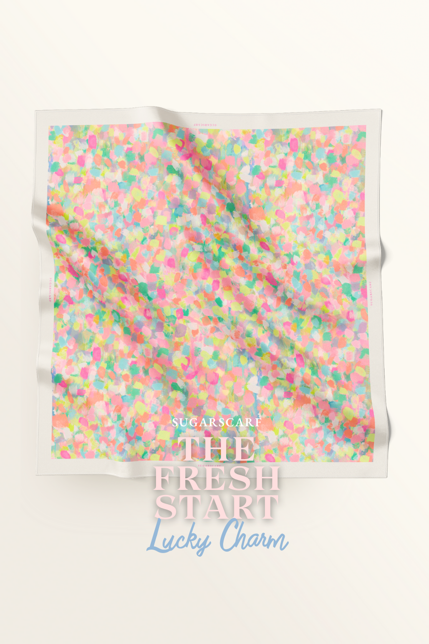 ( Square ) The Fresh Start Matte Satin Silk Scarf ( LUCKY CHARM )
