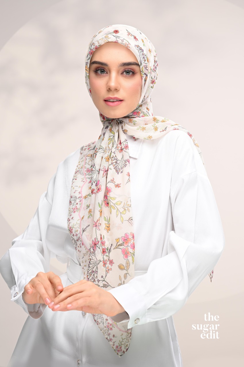 YES DEFECT - THESUGAREDIT Whispering Bloom Japanese Cotton Voile In (Serene Blossom)