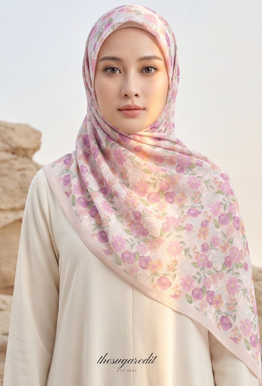 TSE December Serenity Japanese Voile Square In SpringCherry