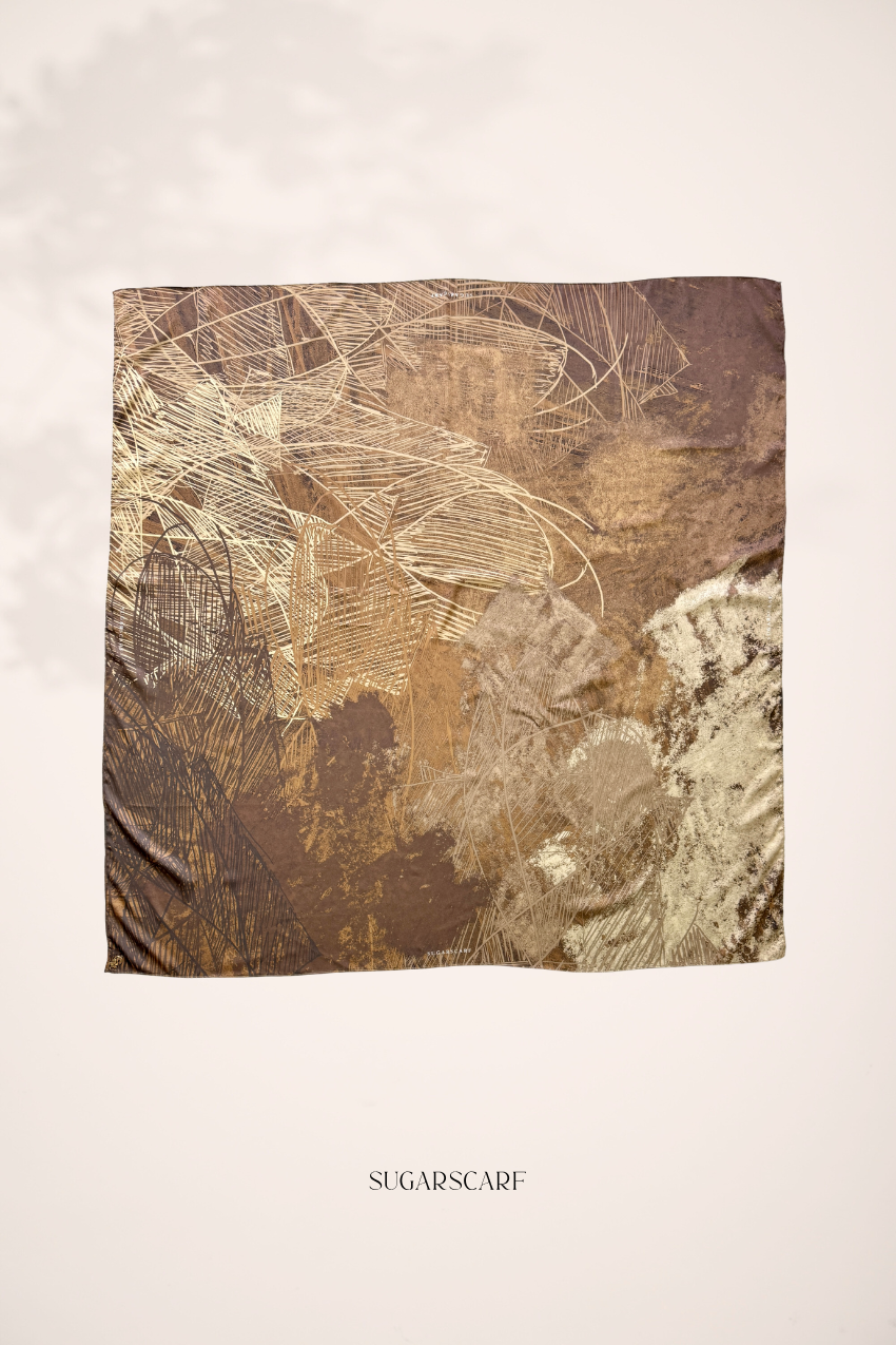(Square ) Celeste In Mixed Silk Matte Satin Golden Era