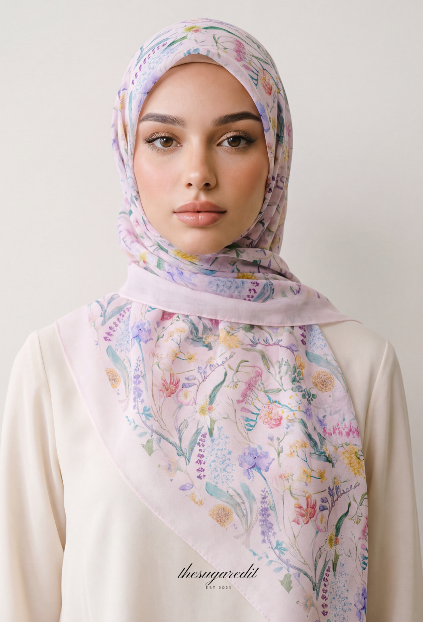 TSE BloomInvitation Japanese Cotton Voile Square - Sibu
