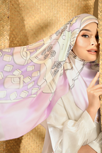 ( Square ) Seri Raya Riang Mixed Satin Silk Scarf (Pancake)