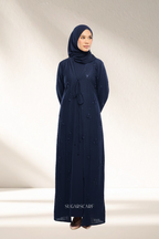 Noir Éclat Diane Embroidery Luxe Abaya Outer in Sapphire Noir