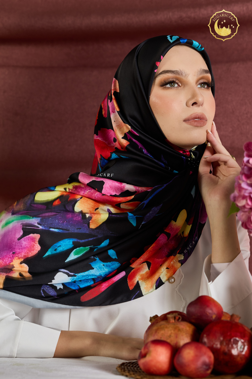 YES DEFECT (Square ) Celeste In Mixed Silk Matte Satin (Nirmala)