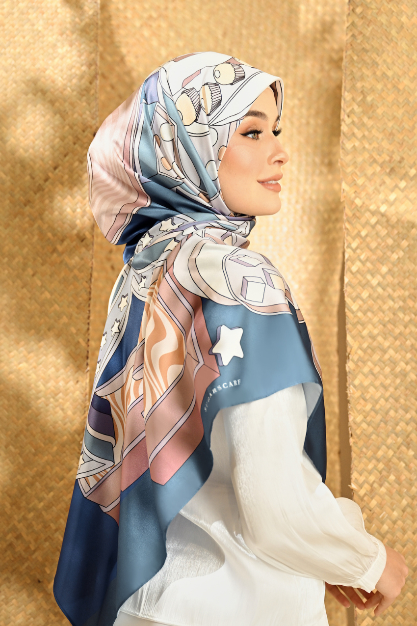 YES DEFECT - ( Square ) SeriRaya Riang Mixed Satin Silk Satin ( BUNGA TELANG )