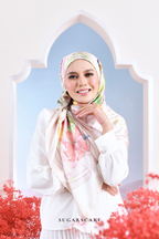 YES DEFECT - ( Square ) Garden of Hurrem Bloom Mixed Silk Satin Scarf ( ELYA )