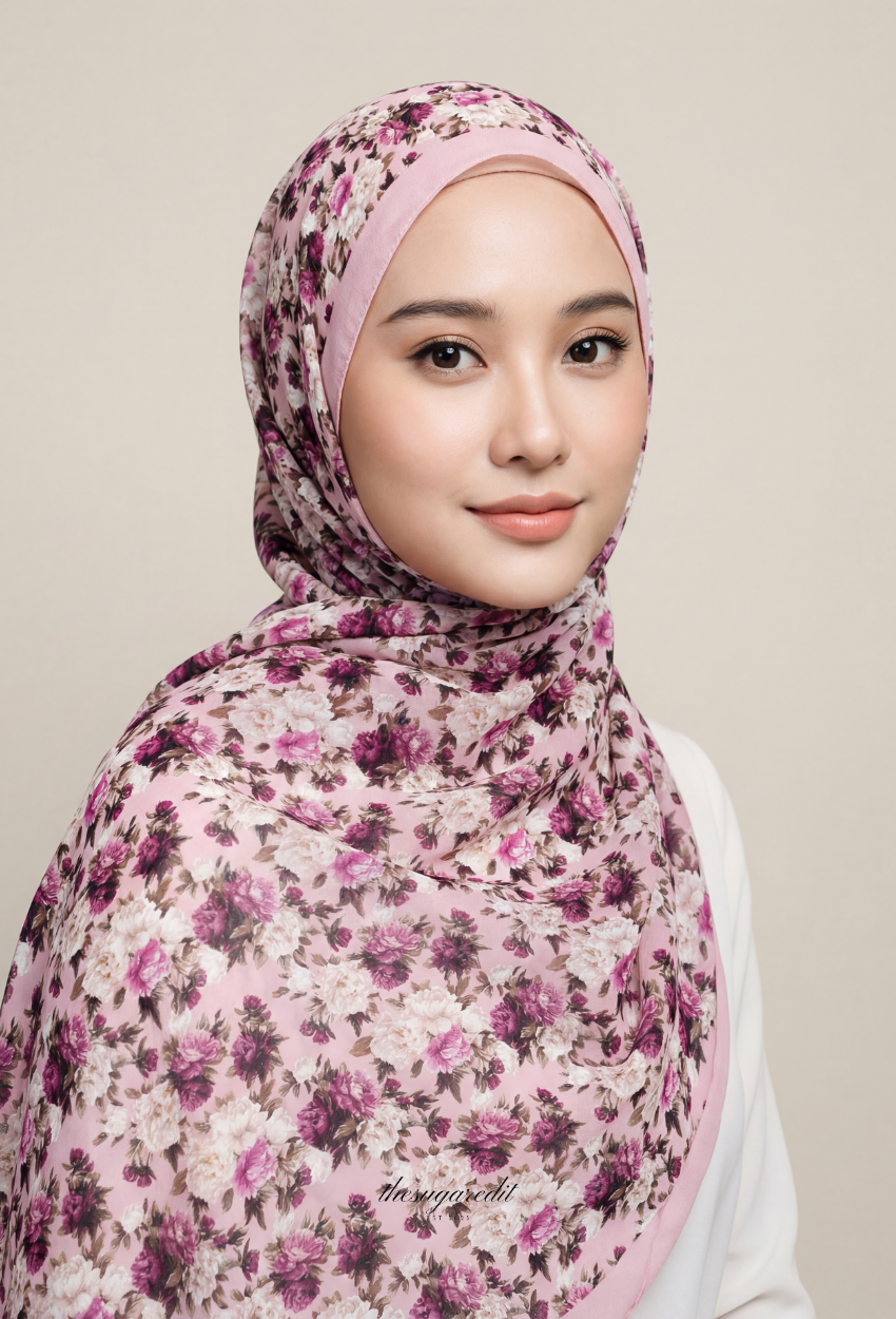 TSE December Serenity Japanese Voile Square In BloomFocus