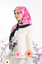 YES ( Square ) Seri Fiora Mixed Satin Silk Scarf ( SERI MALAM )