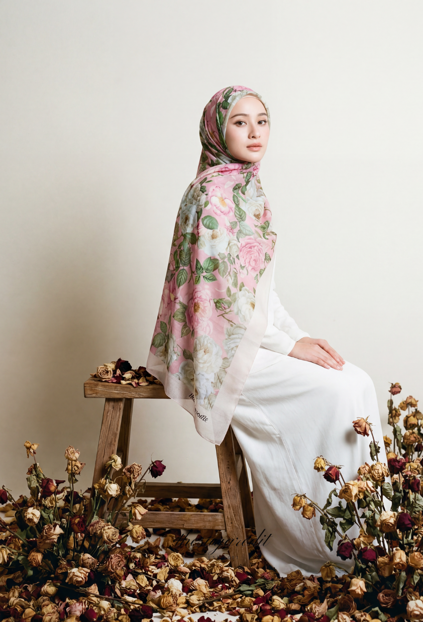 TSE December Serenity Japanese Voile Square In BloomNotes