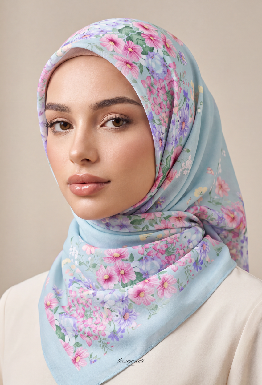 TSE Mod Japanese Cotton Voile Square In Aquamarine