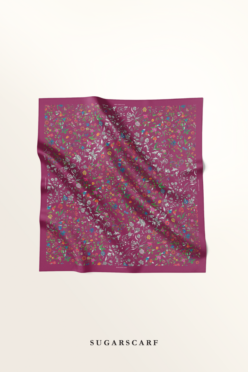 YES ( Japanese Voile Square Scarf 46inch) Enchanted Garden ( MYSTIC )