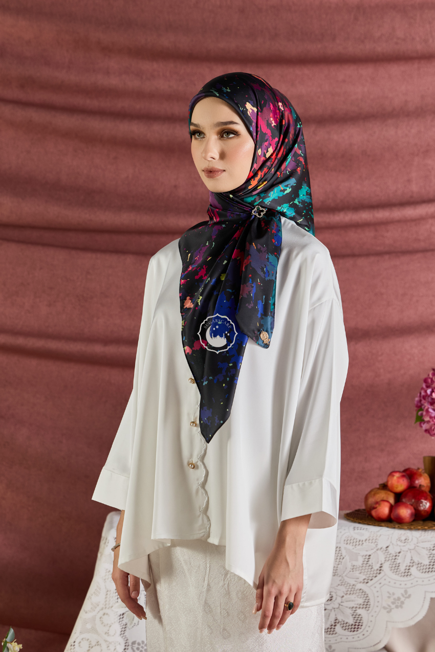 YES DEFECT - (Square ) Celeste In Mixed Silk Matte Satin (Symphony)