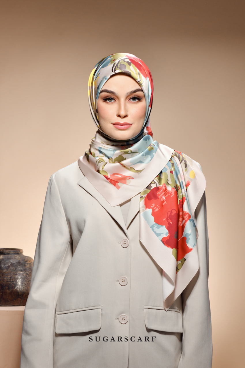 ( Square ) The Fresh Start Matte Satin Silk Scarf ( PROMISE MYSELF )