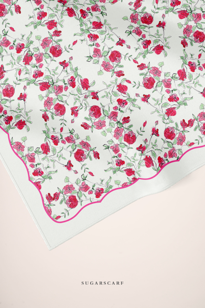 ( Square ) Dear Rose Mixed Satin Silk Square ( Delicate )