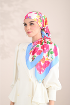 YES DEFECT - ( Square ) Bloom in Grace Mixed Satin Silk Square ( Cutesy )