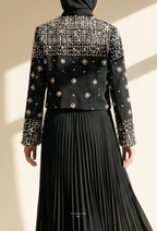 Elara 2-Piece Pleated Dress With Crystal Blazer In Eyeshadow
