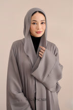 Noir Éclat Kate The Scarfé Hood /Shawl 100%Silk in Ash Mist