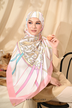 ( Square ) Classy Harmoni Mixed Satin Silk Scarf ( TRUST )