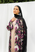 Silky Poetry Abaya Outer in Iris Noir