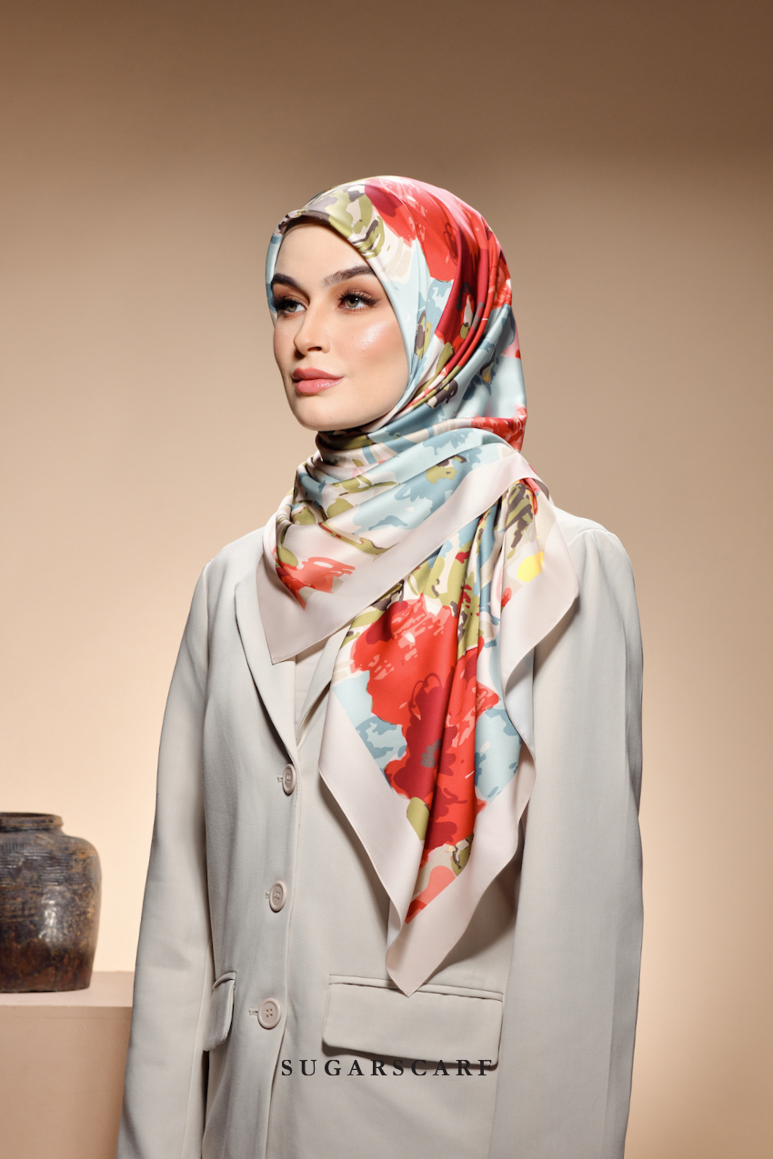 ( Square ) The Fresh Start Matte Satin Silk Scarf ( PROMISE MYSELF )