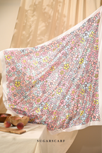 ( Square ) Eid Flower Power Mixed Satin Silk Scarf ( BESTIE )