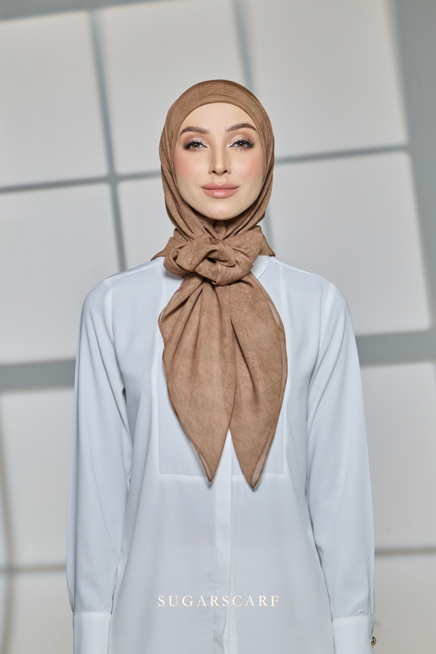 YES DEFECT - Sugarscarf Monogram JapaneseVoile In Biscotti Latte