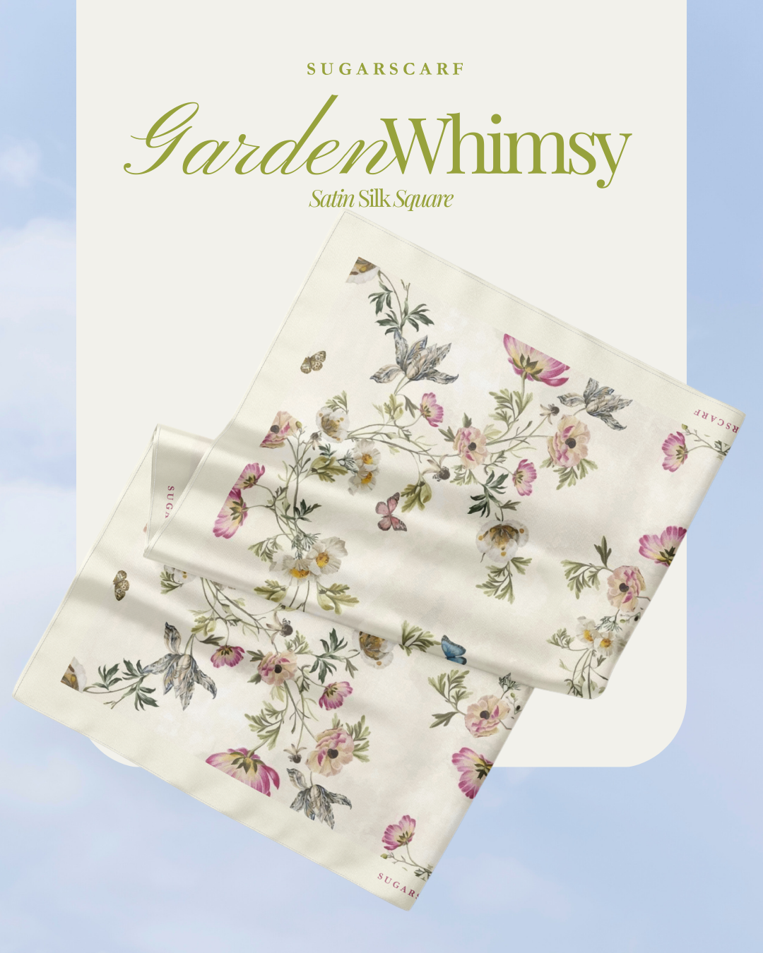 Korean Chiffon Long Shawl (Garden Whimsy) in Garden Mirage