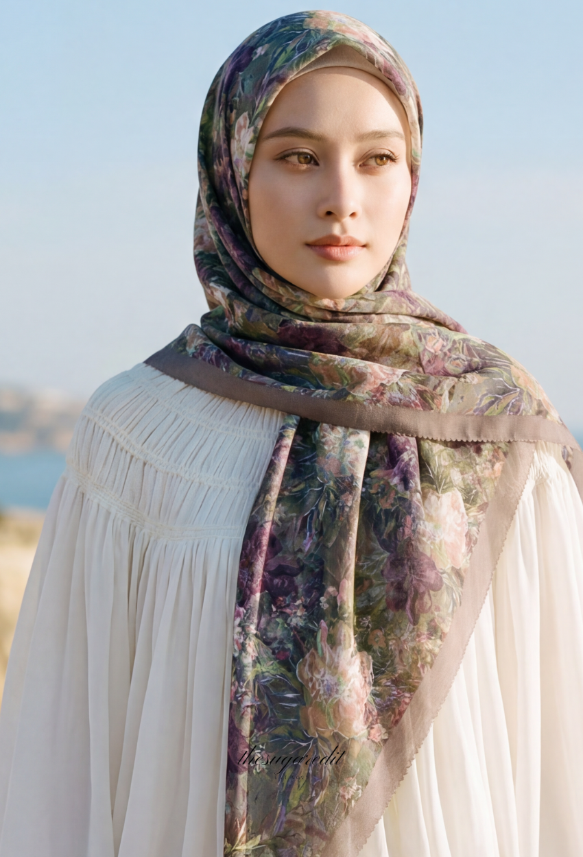 TSE BloomInvitation Japanese Cotton Voile Square In FloralÉlan