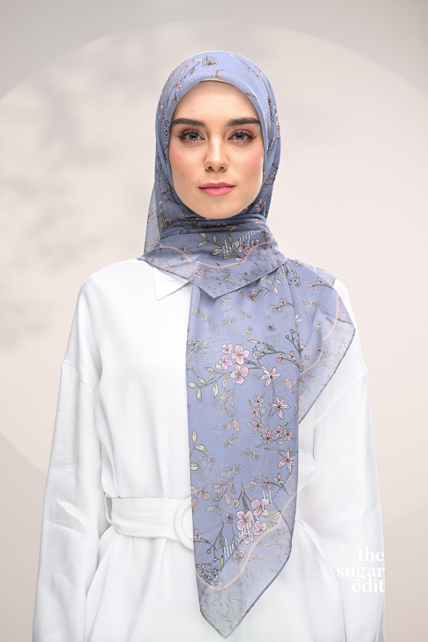 YES DEFECT - THESUGAREDIT Whispering Bloom Japanese Cotton Voile In (Moonlit Sky)