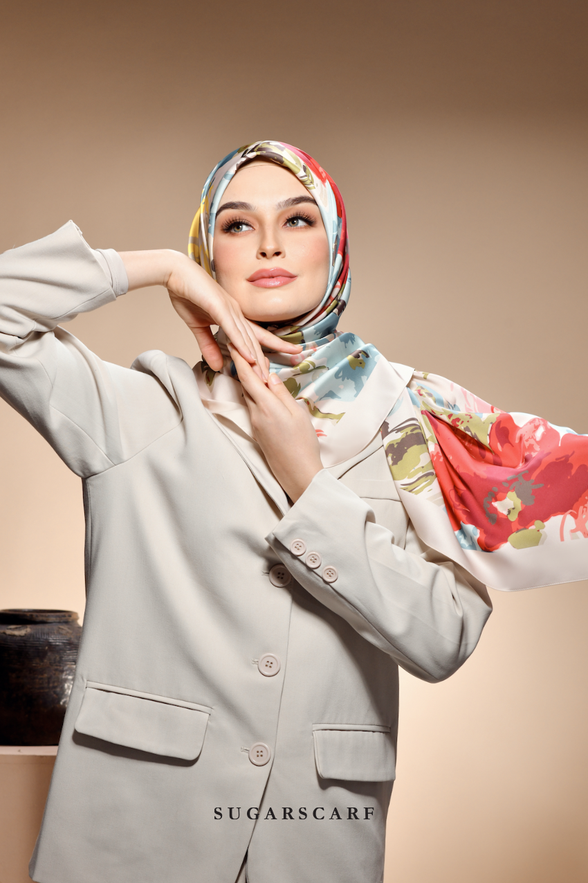 ( Square ) The Fresh Start Matte Satin Silk Scarf ( PROMISE MYSELF )