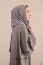 Noir Éclat Kate The Scarfé Hood /Shawl 100%Silk in Ash Mist