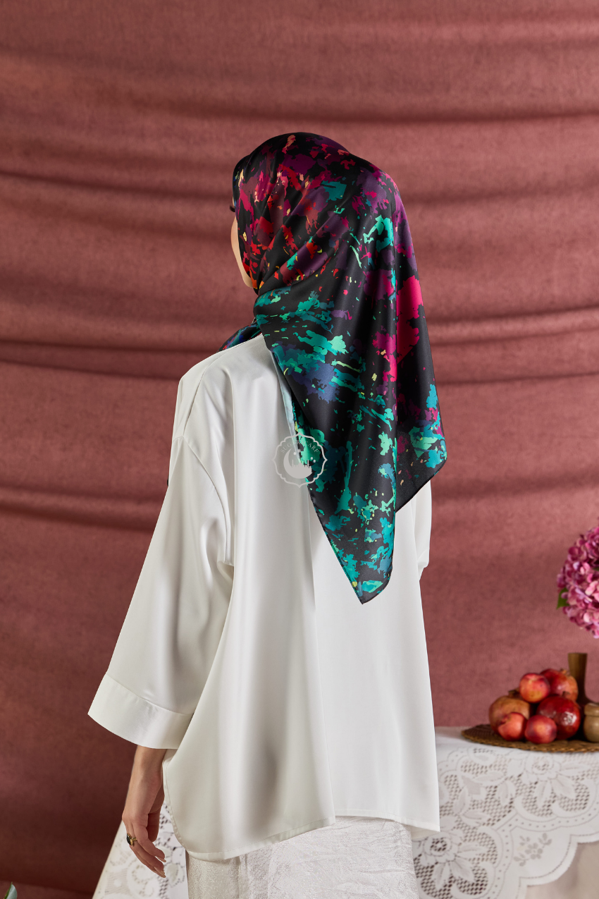 YES DEFECT - (Square ) Celeste In Mixed Silk Matte Satin (Symphony)